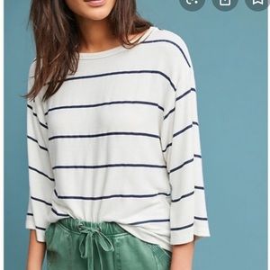 SUNDRY size 2 oversized white & navy sweater shirt